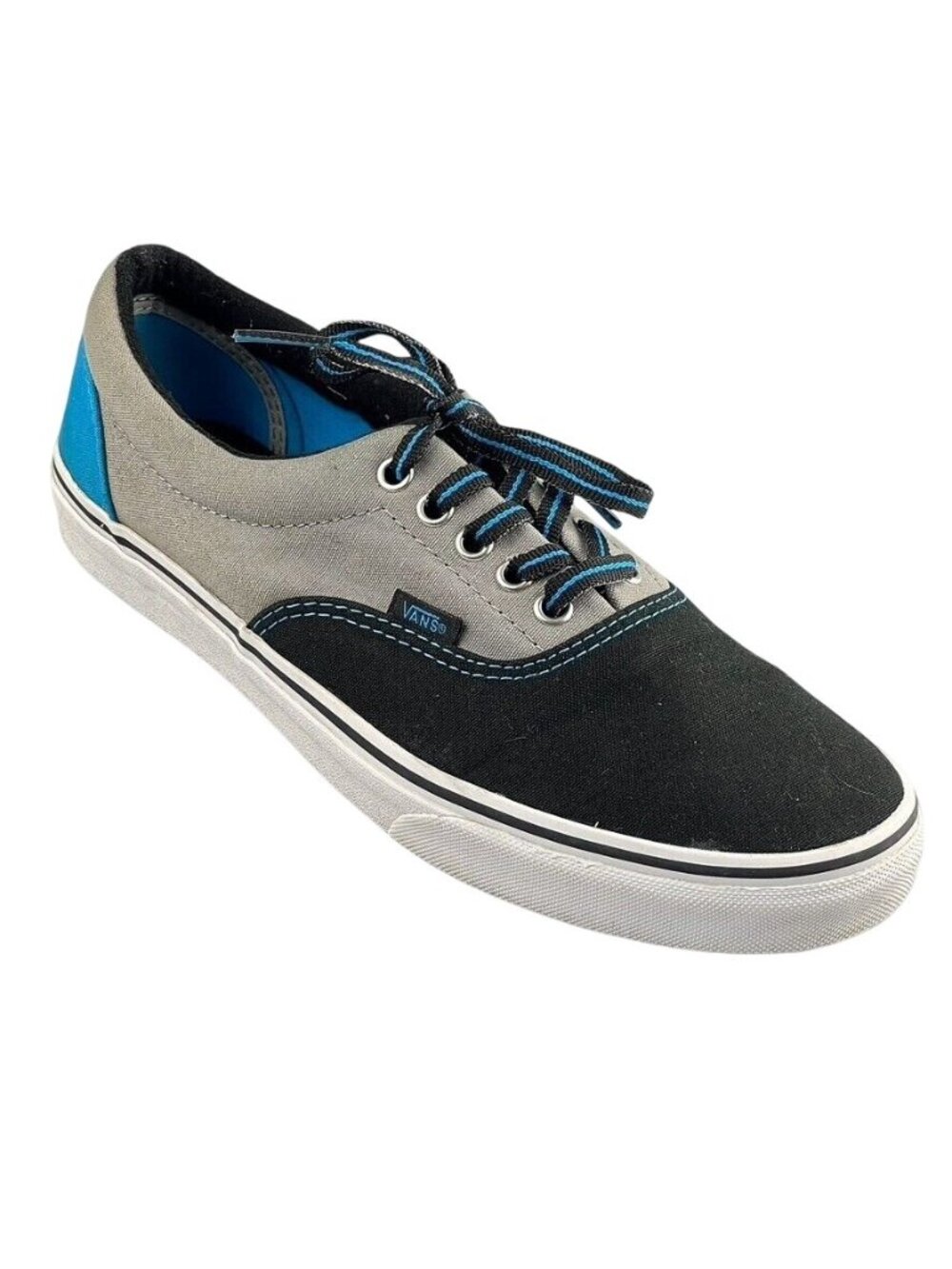 Vans Mens US 10 Canvas Two-Tone Lace-Up Sneakers Black/Grey/Blue